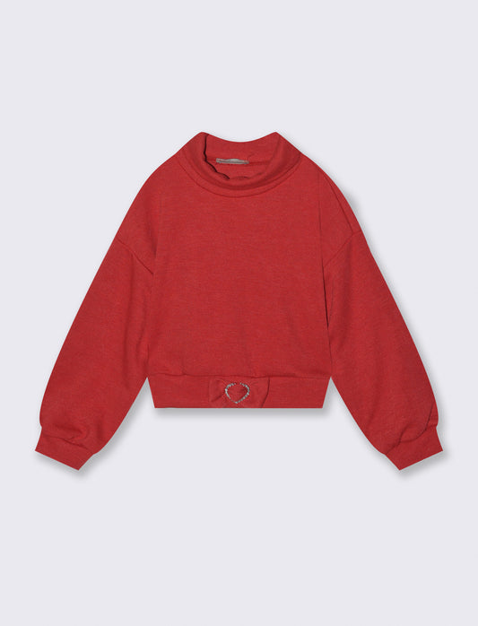 Maglia collo alto da bambina - Rosso