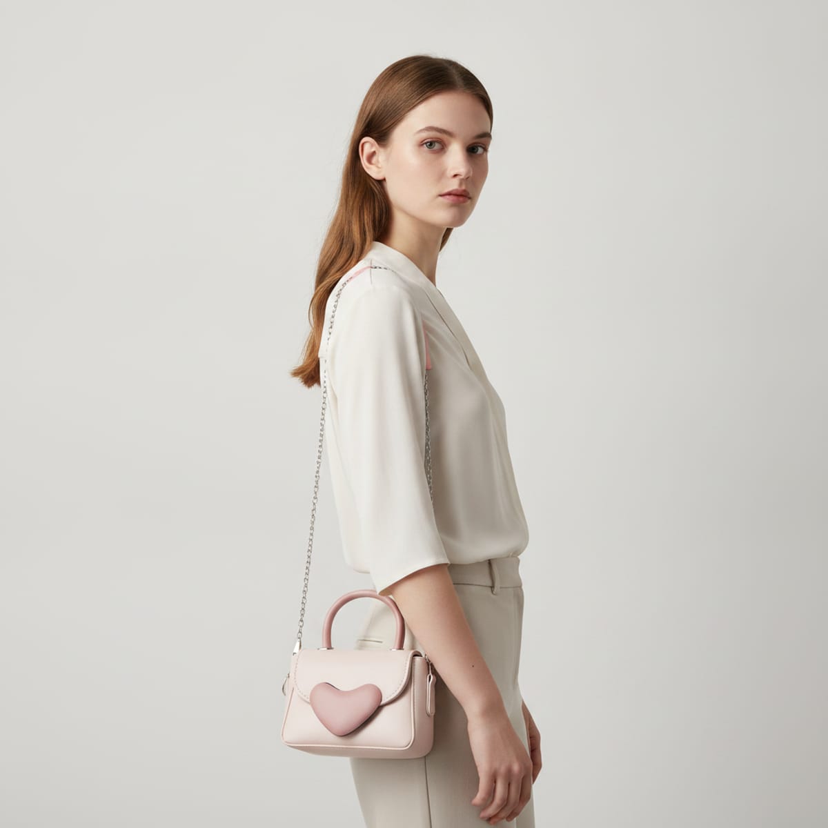 Borsetta con chiusura a cuore elegante - Rosa