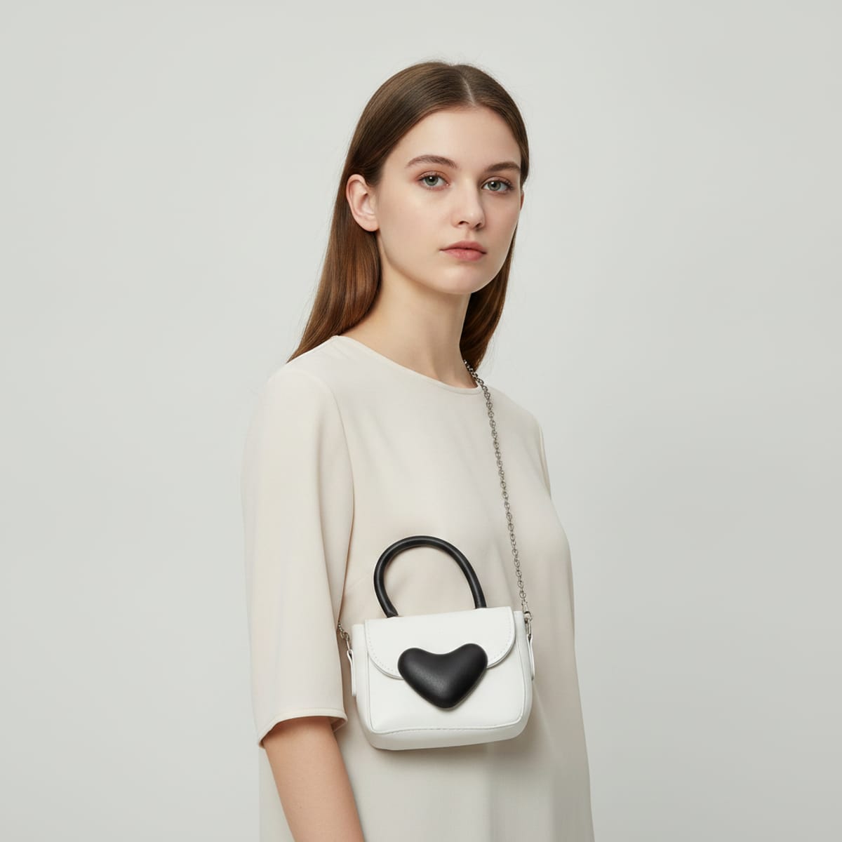 Borsetta con chiusura a cuore elegante - Bianco