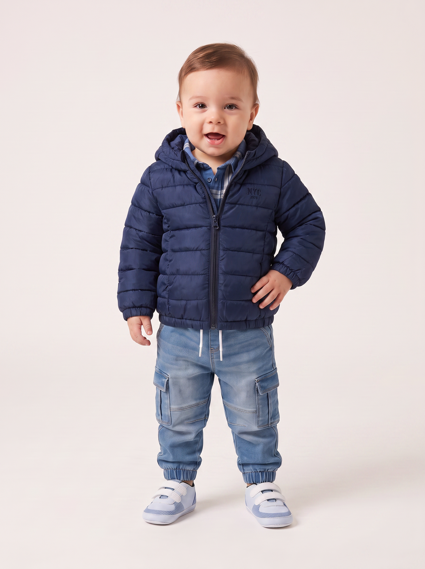 Autumn hooded padded jacket - Blue