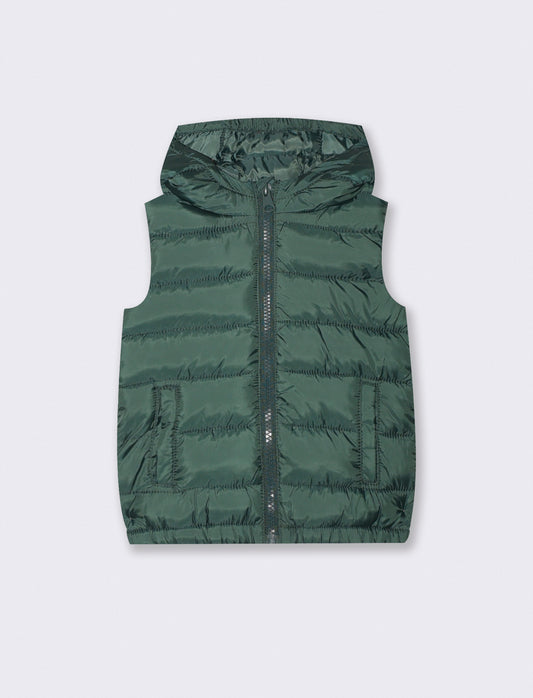 Gilet imbottito con cappuccio e tasche - Verde abete
