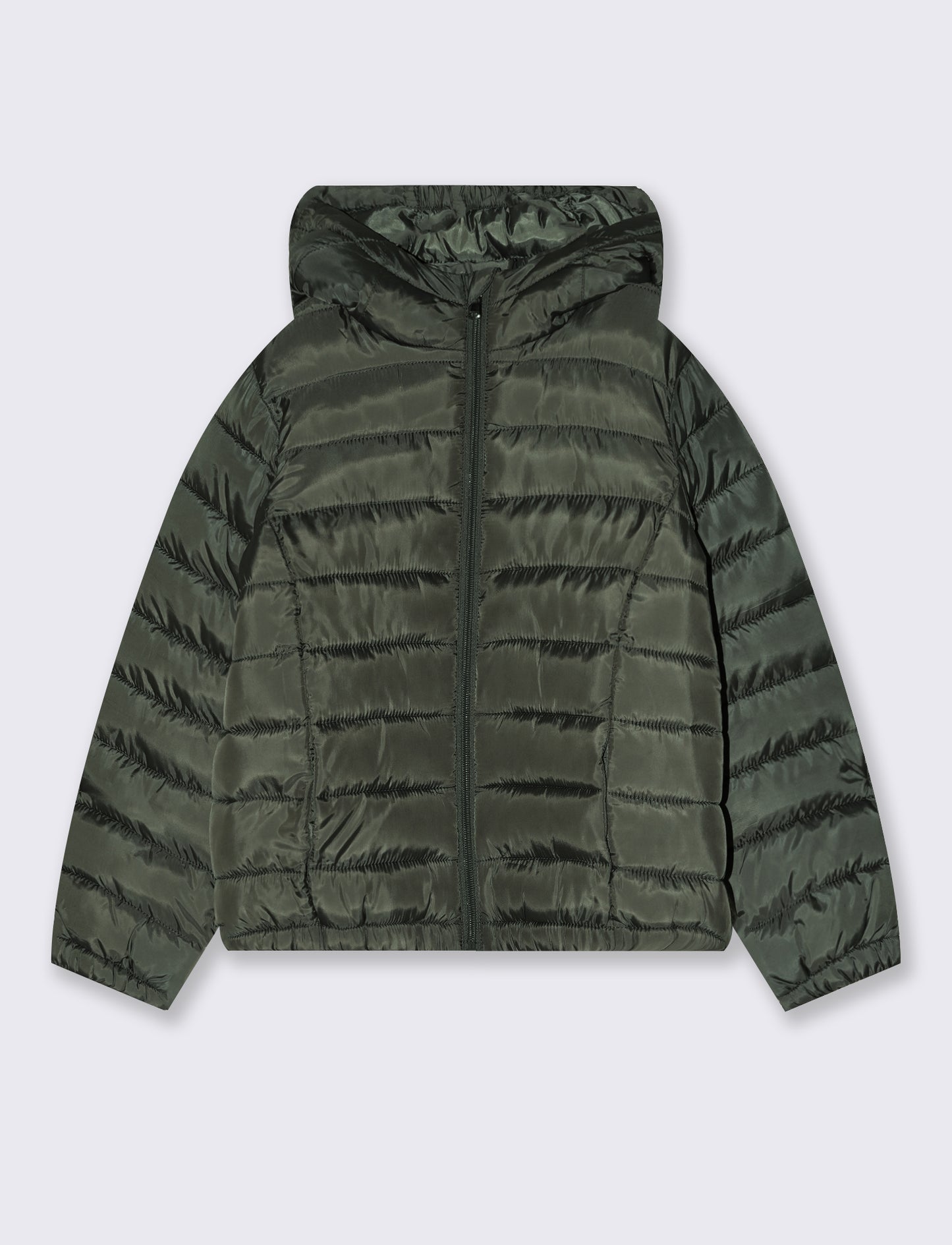 Giubbotto imbottito con cappuccio e tasche - Verde militare