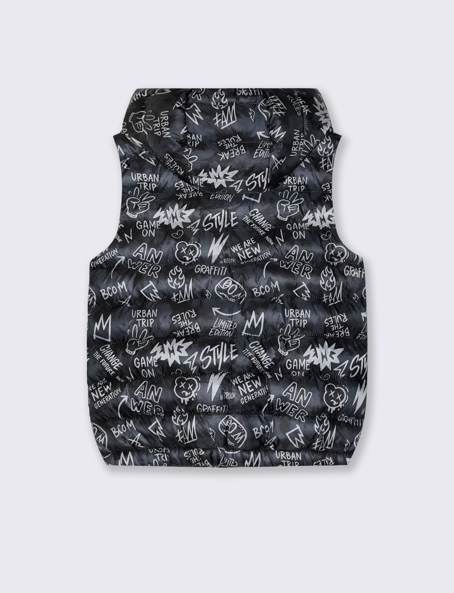 Padded vest with hood and pockets - Multicolor
