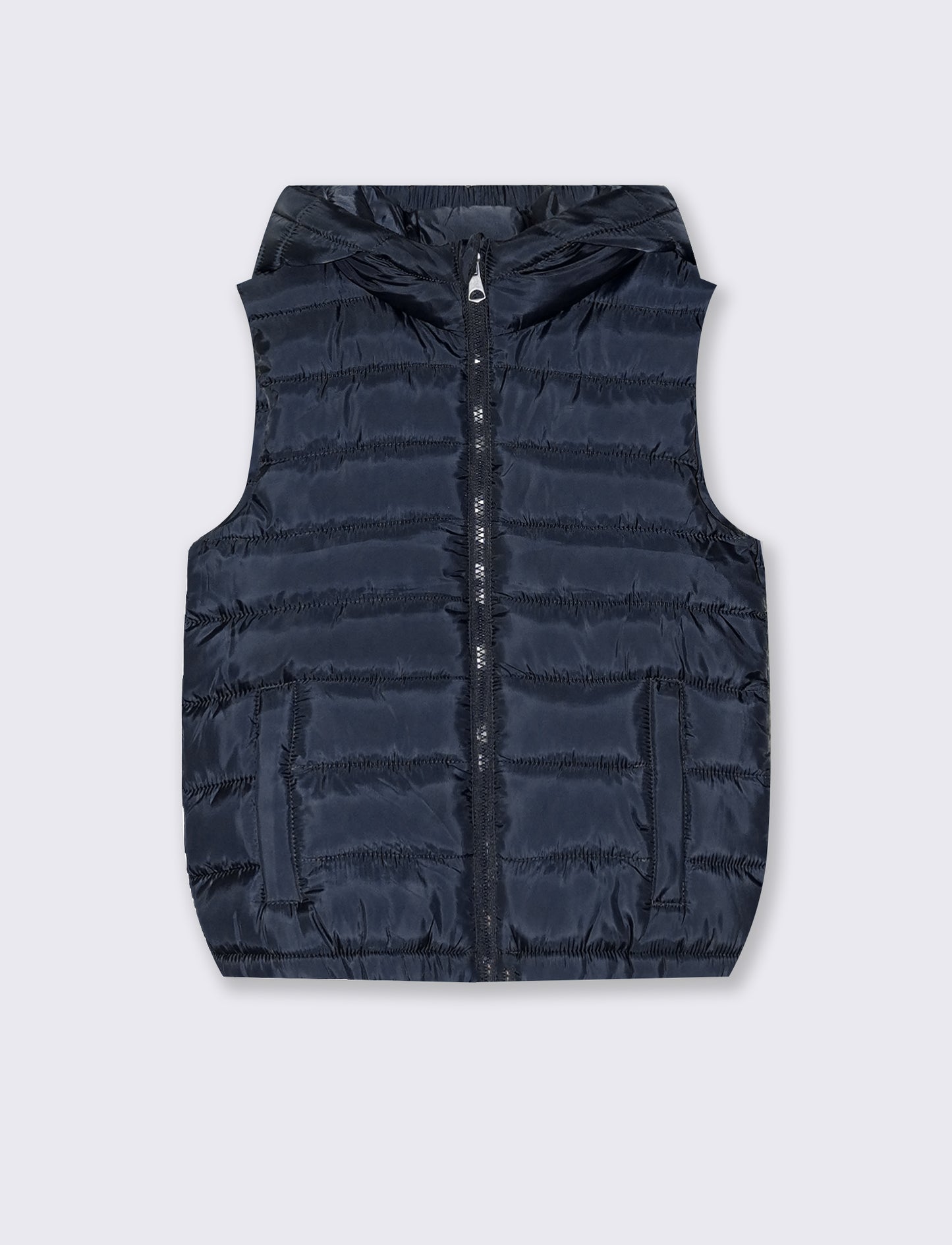 Gilet imbottito con cappuccio e tasche - Blu