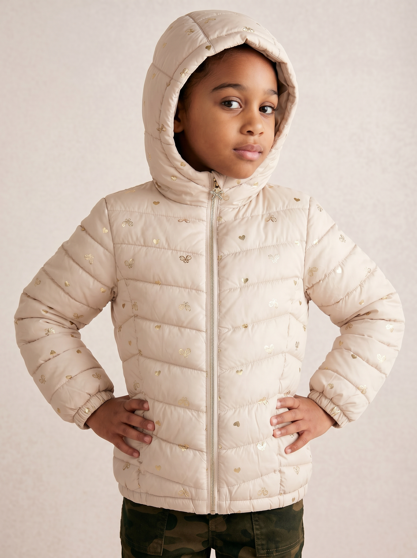 Padded jacket with hood and pockets - Multicolor