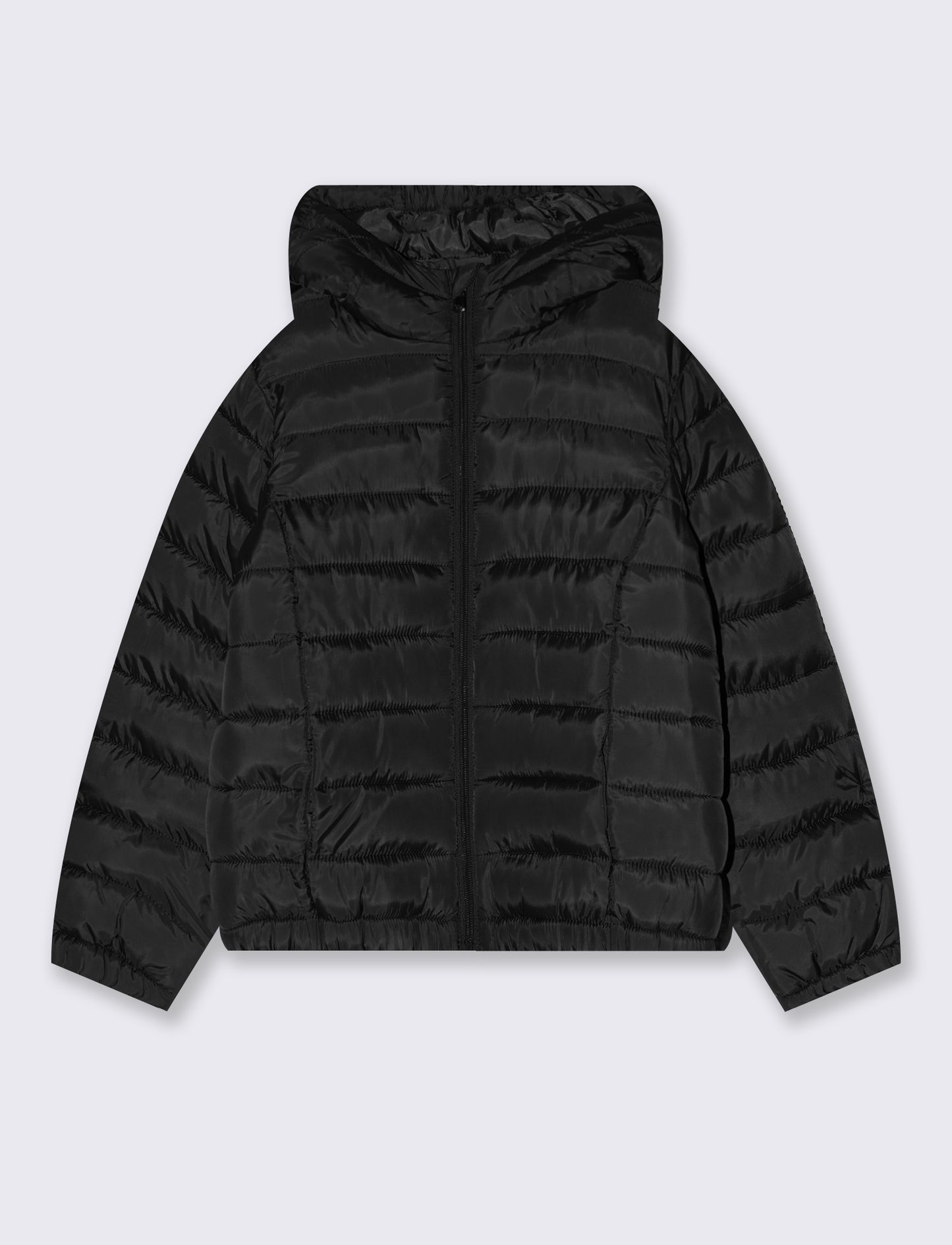 Padded jacket with hood and pockets - Black