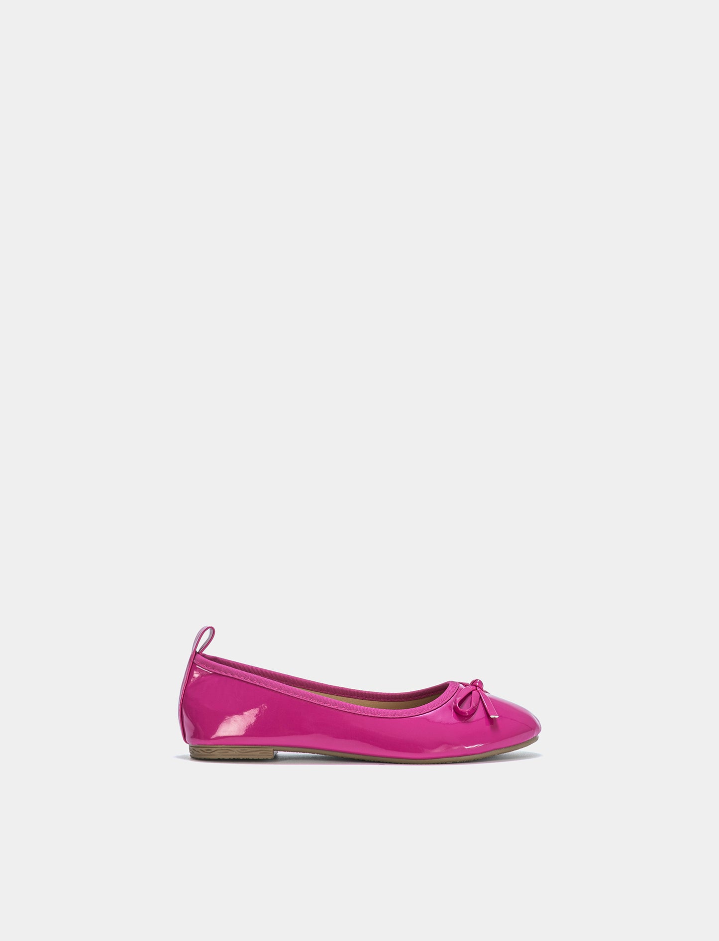 Polyurethane Bow Ballerina Flats - 2 Color Options - Fuxia