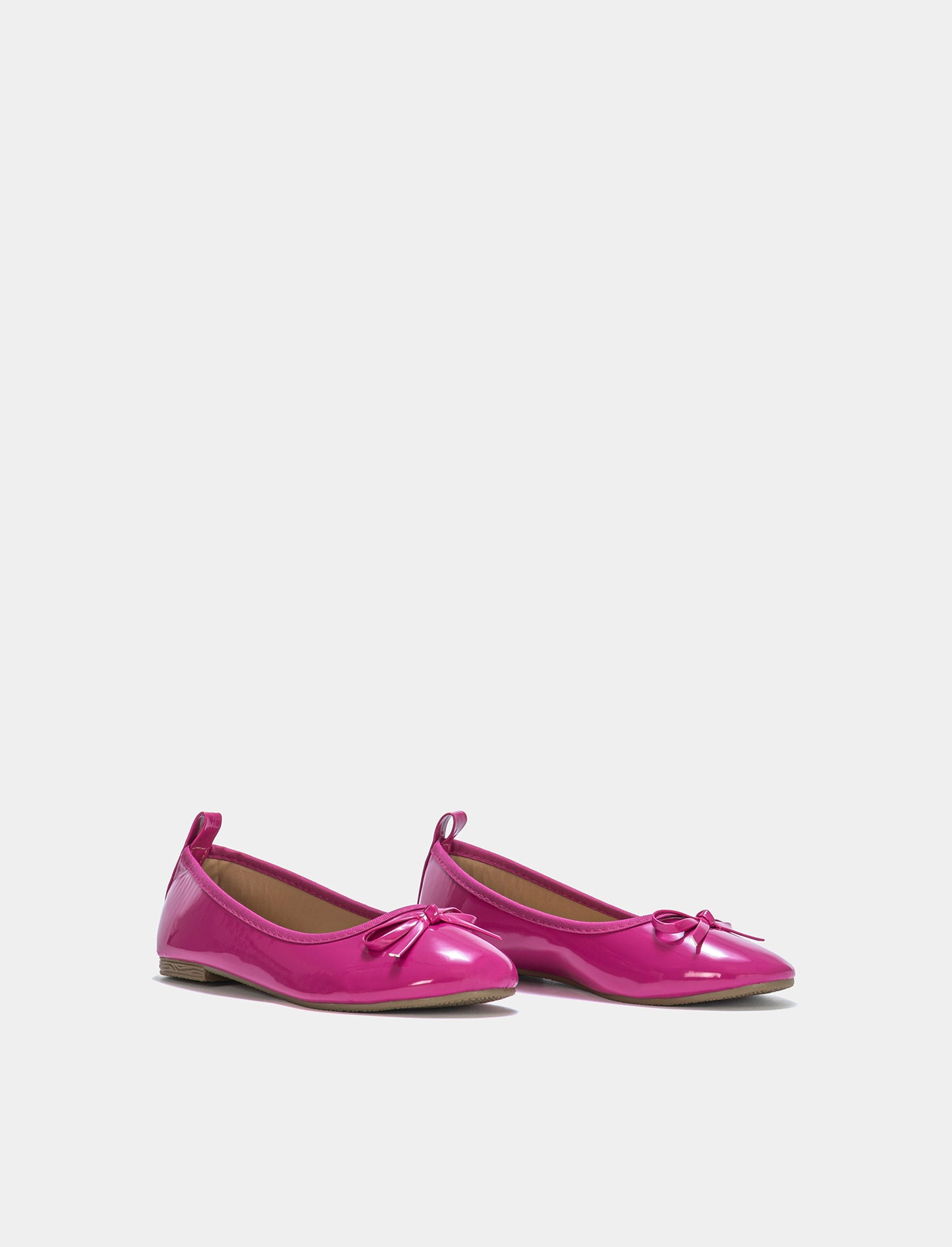 Polyurethane Bow Ballerina Flats - 2 Color Options - Fuxia