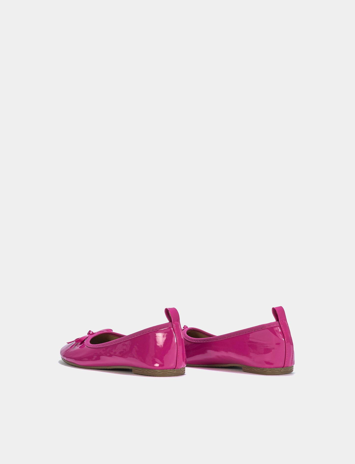 Polyurethane Bow Ballerina Flats - 2 Color Options - Fuxia