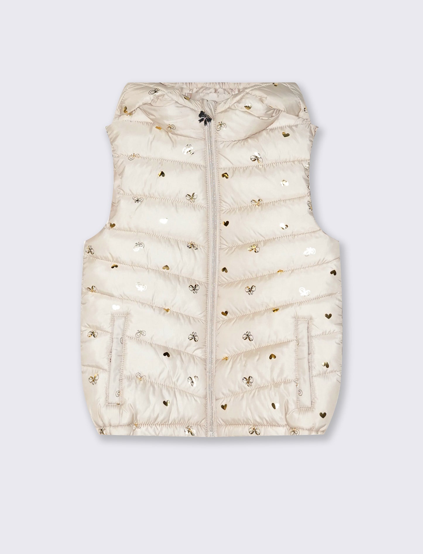 Gilet imbottito con cappuccio e tasche - Fantasia