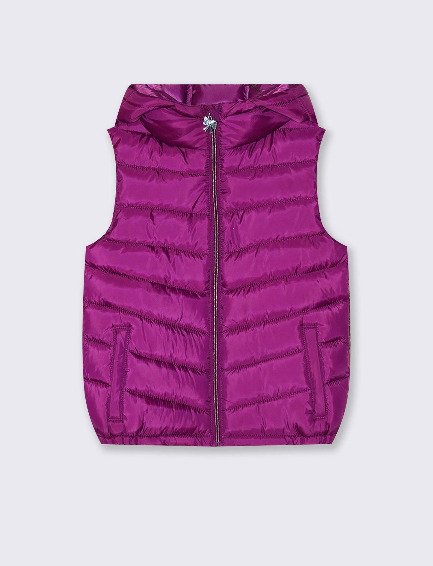 Gilet imbottito con cappuccio e tasche - Fuxia azalea