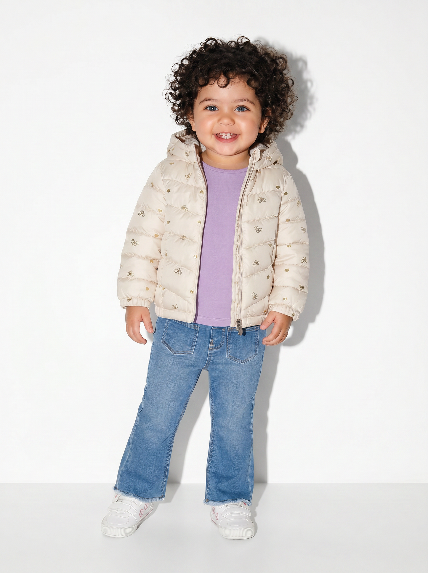 Padded jacket with hood and pockets - Multicolor