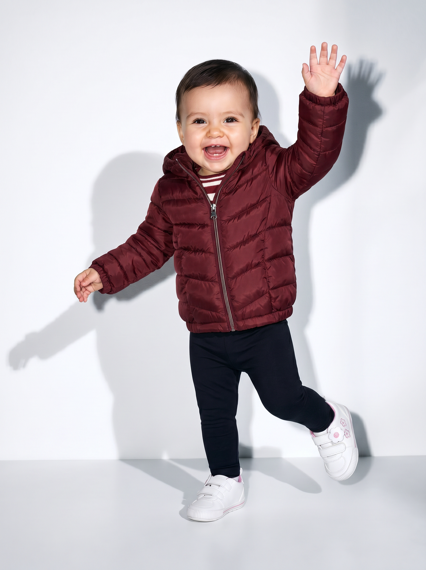 Padded jacket with hood and pockets - Red