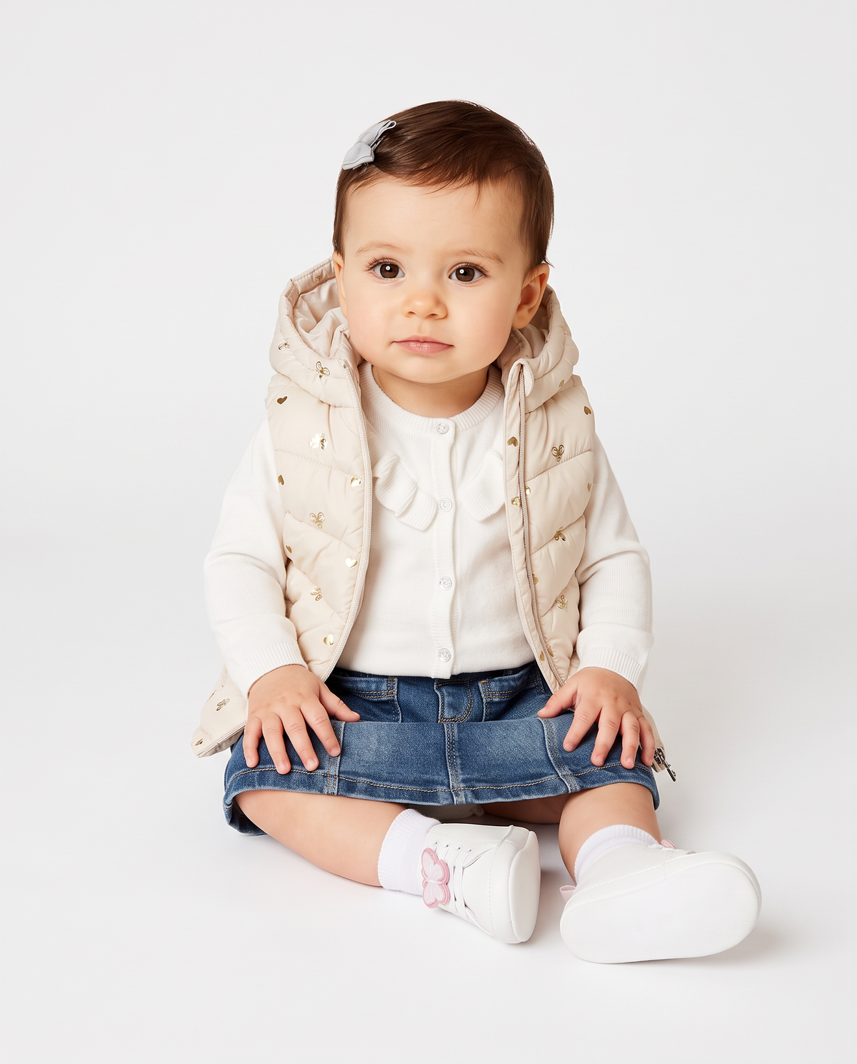 Padded vest with hood and pockets - Multicolor