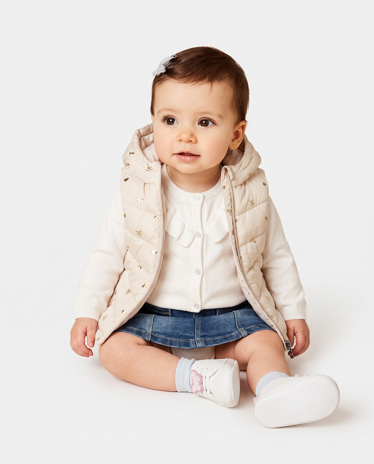 Padded vest with hood and pockets - Multicolor