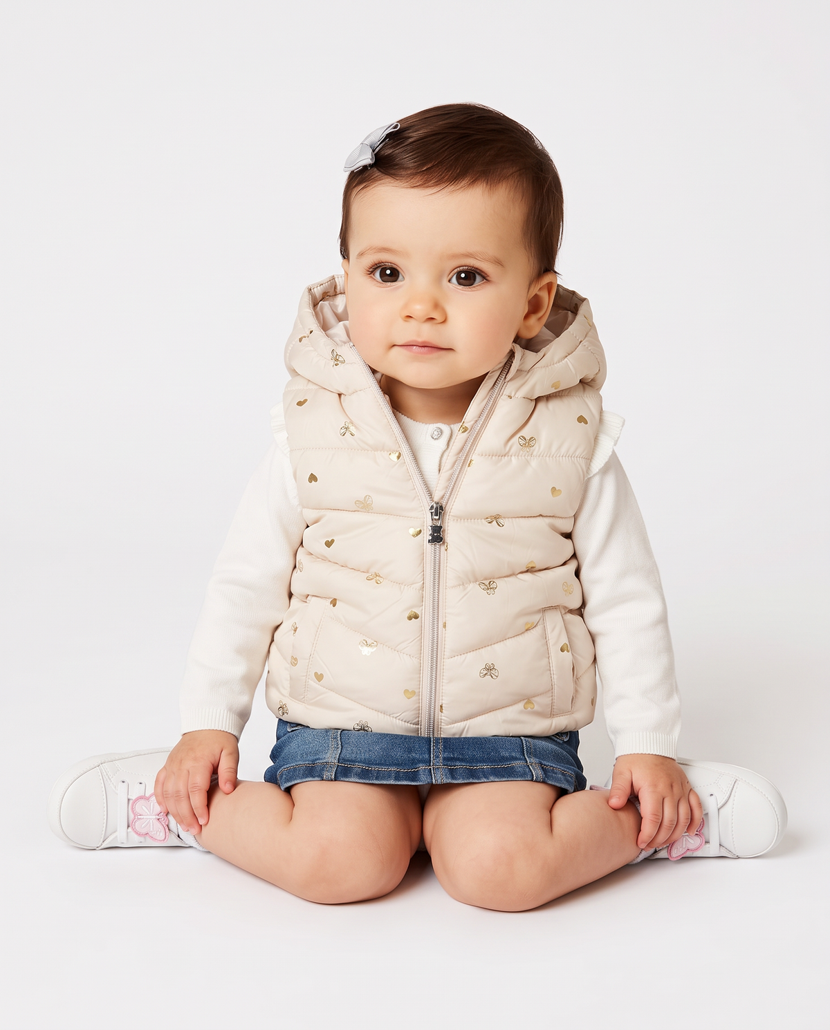 Padded vest with hood and pockets - Multicolor