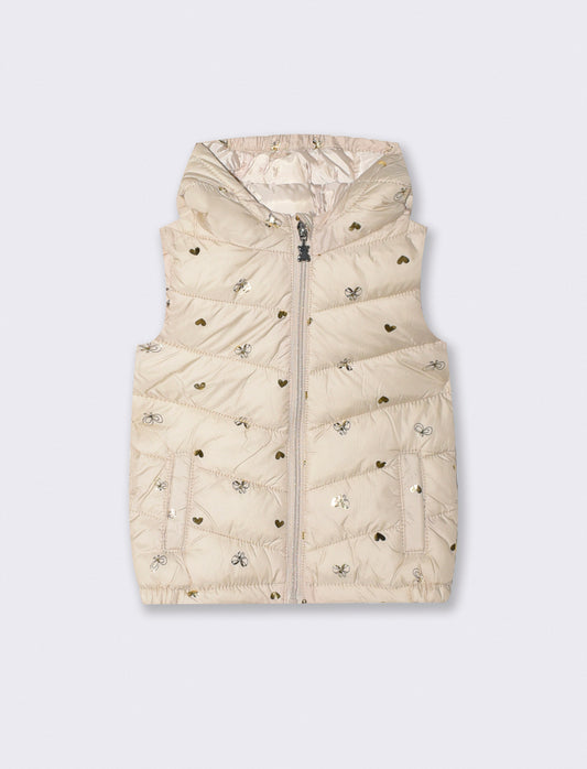 Gilet imbottito con cappuccio e tasche - Fantasia
