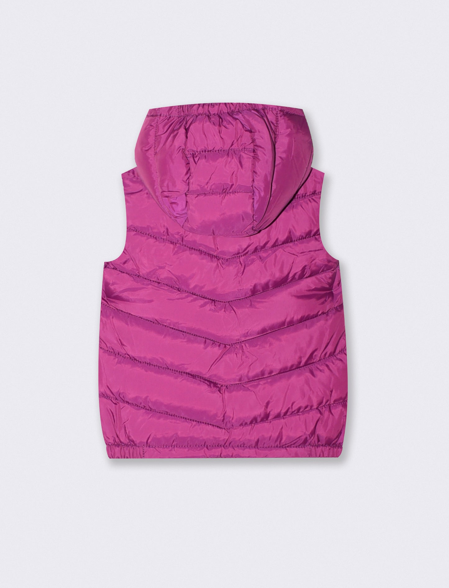 Gilet imbottito con cappuccio e tasche - Fuxia azalea