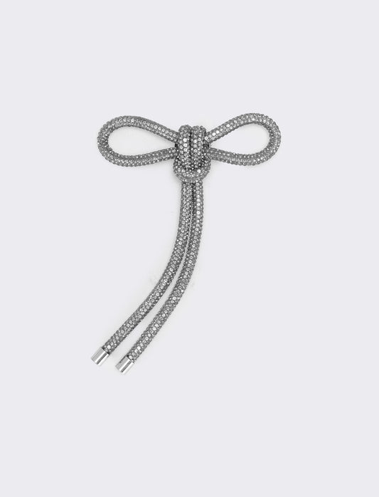 Spilla tubolare con strass eleganti - Argento