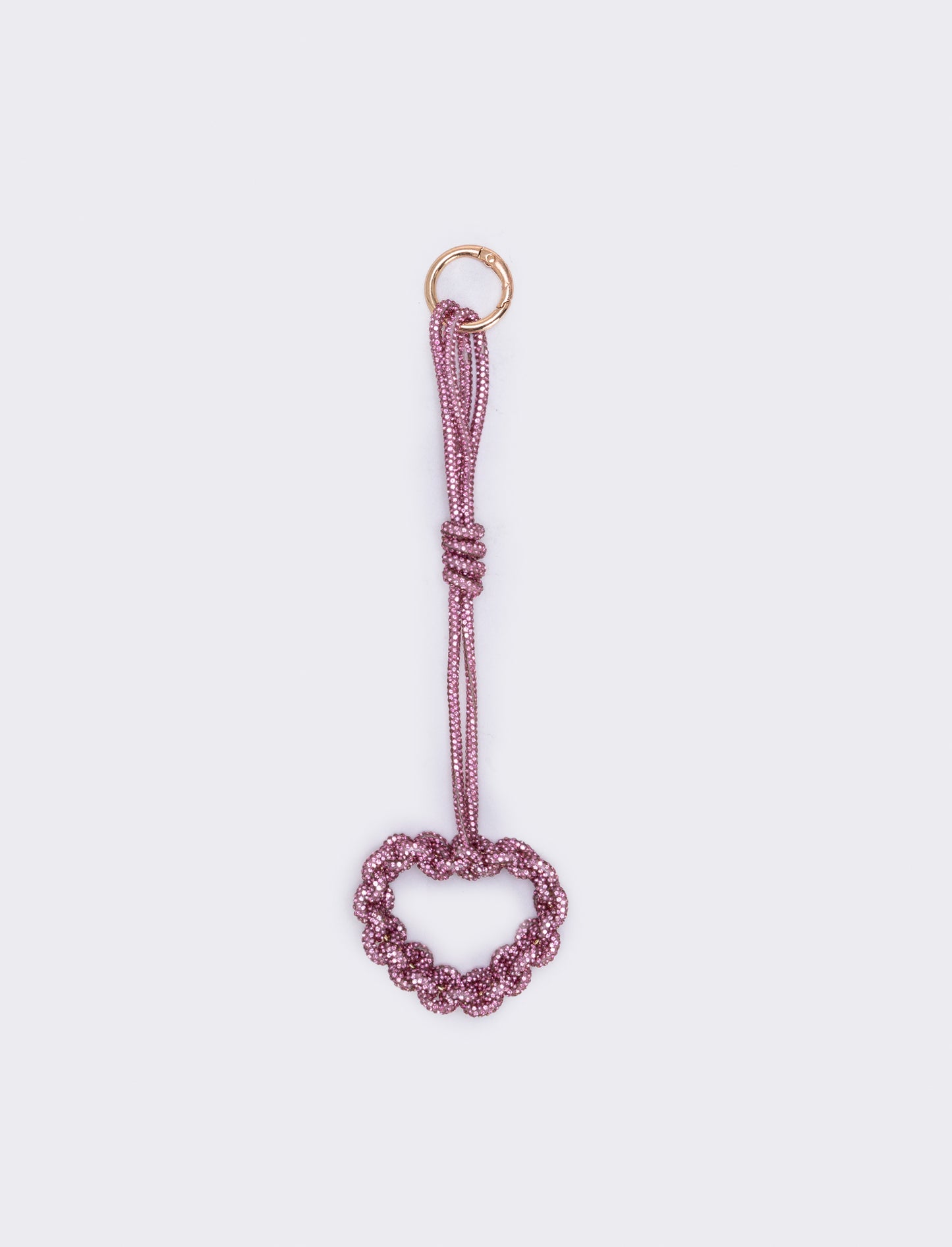 Portachiavi cuore tubolare con strass - Rosa