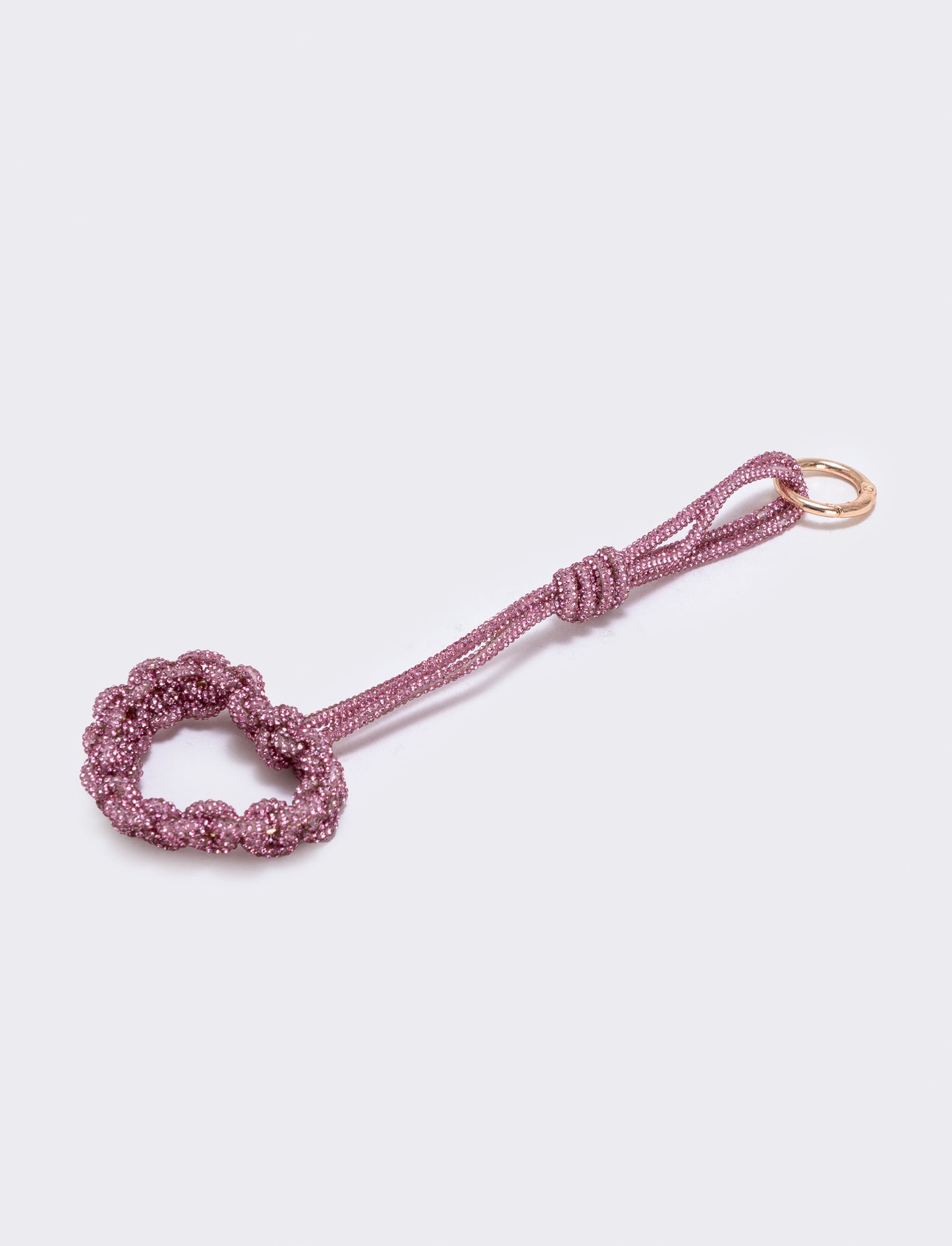 Portachiavi cuore tubolare con strass - Rosa