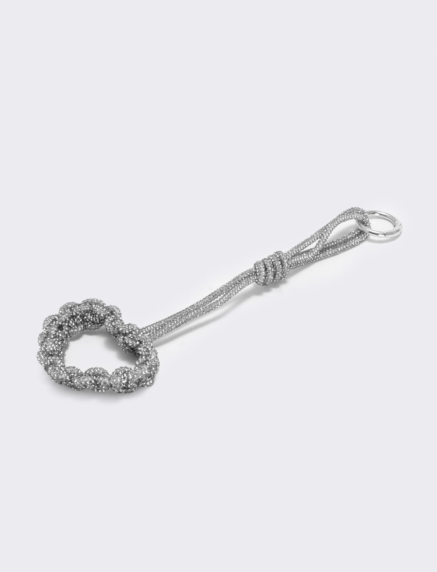 Portachiavi cuore tubolare con strass - Argento