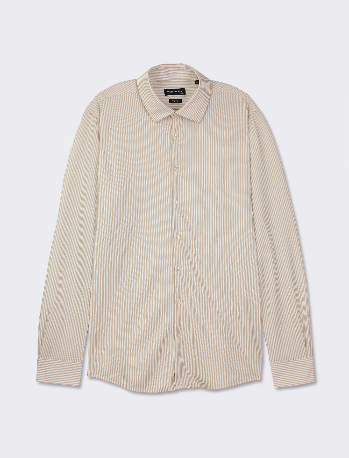 Camicia classica a righe regular fit - Beige