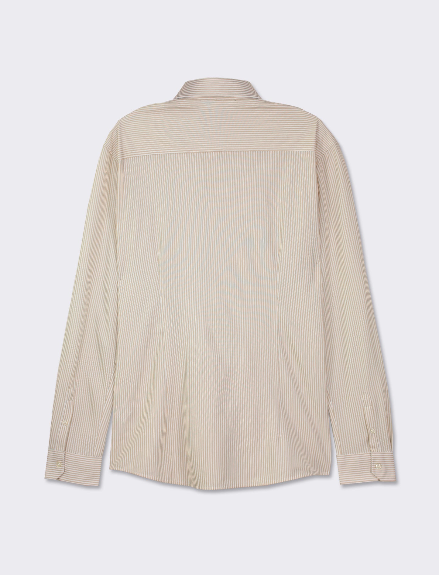 Structured Striped Regular Fit Shirt - Italian Collar - Beige