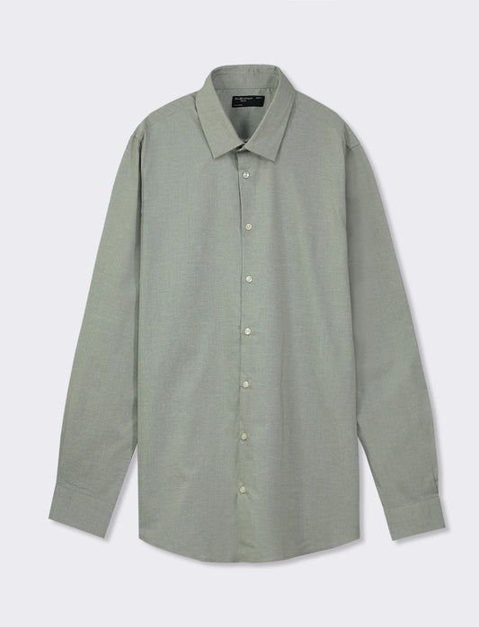 Premium Melange Regular Fit Italian Collar Long Sleeve Shirt - Green