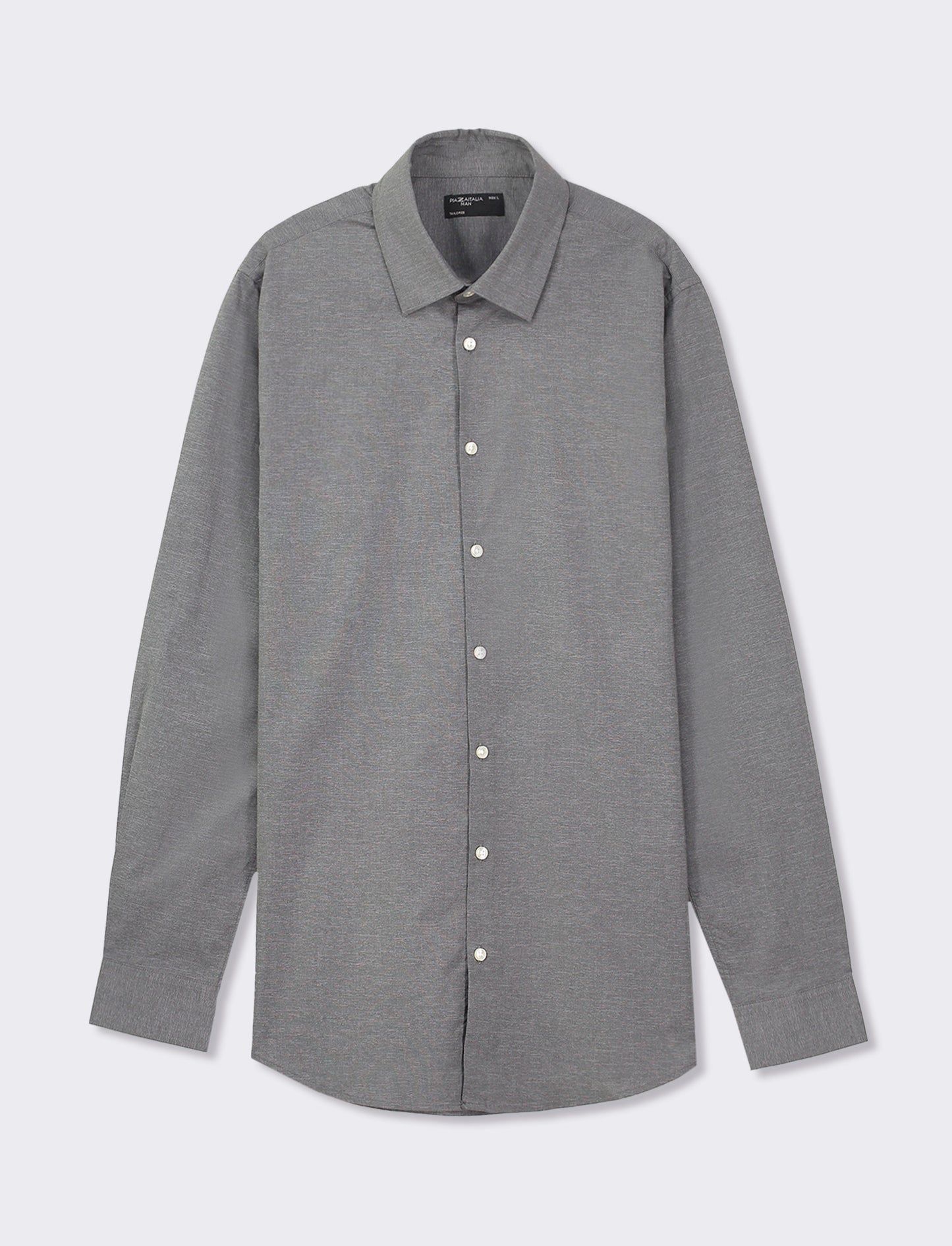 Premium Melange Regular Fit Italian Collar Long Sleeve Shirt - Grey