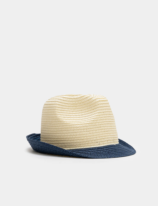 Bicolor Wide Brim Men's Hat - White