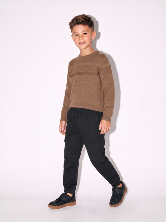 Twill cargo pants for leisure - Black
