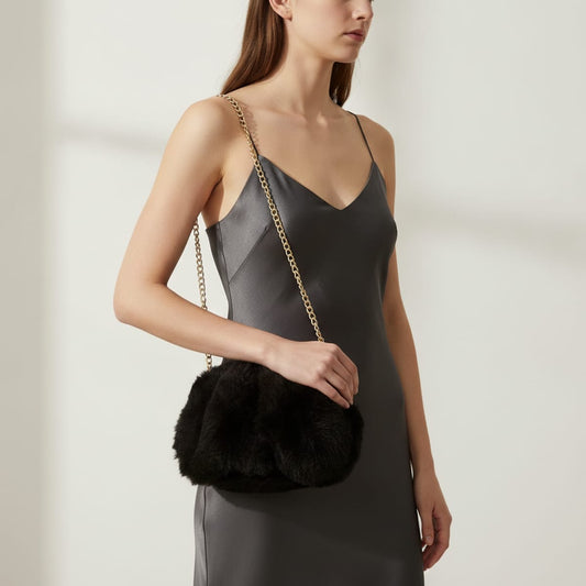 Borsa coniglietto in finta pelliccia - Nero