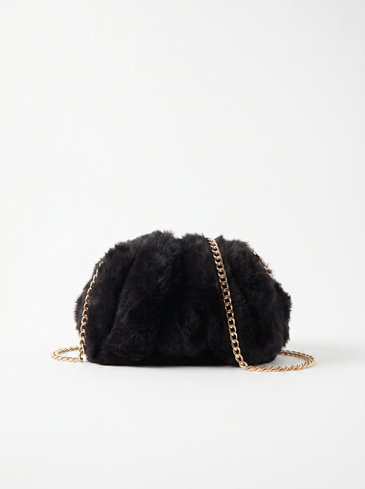 Faux fur bunny bag - Black