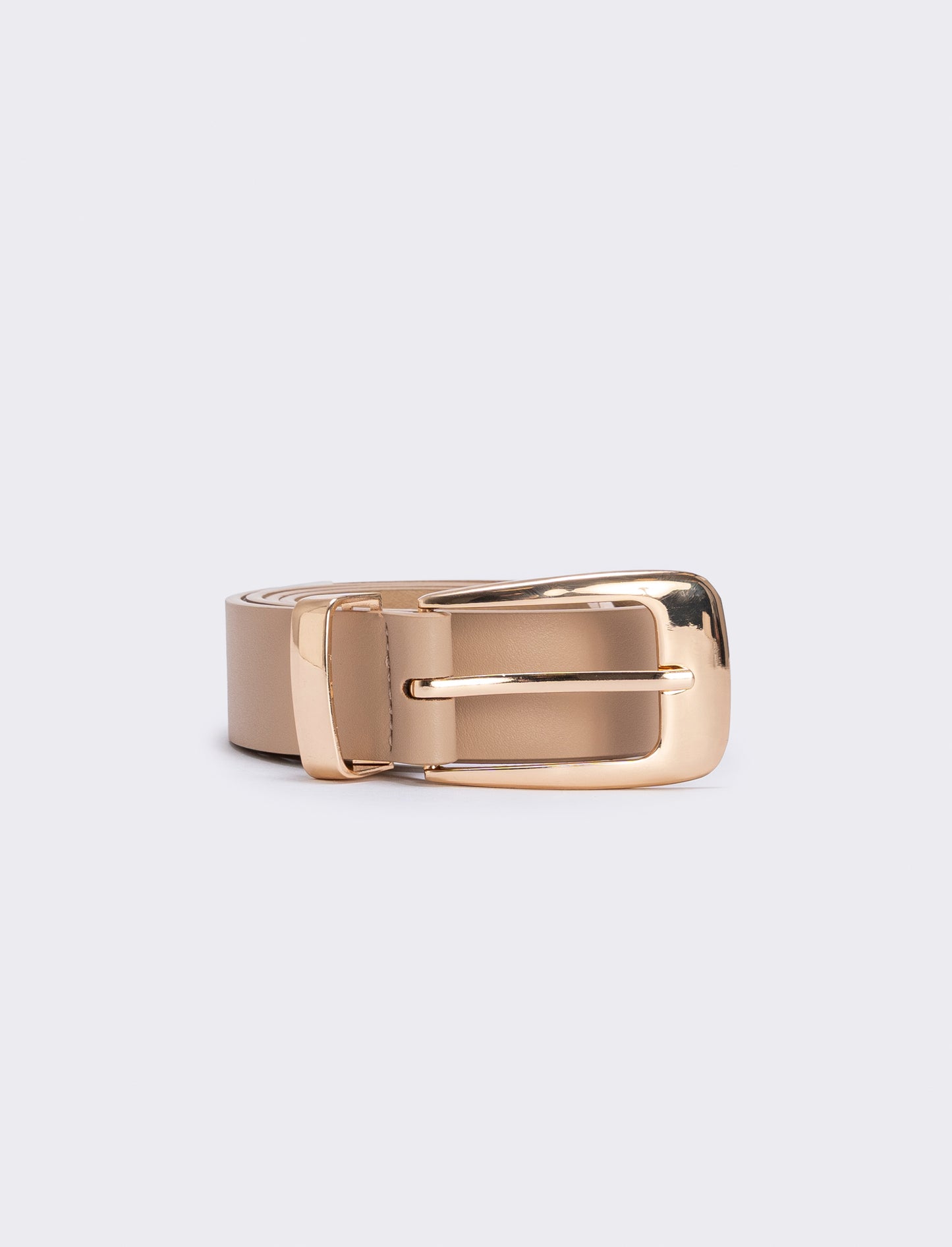 Cintura con passante e puntale metallo - Beige