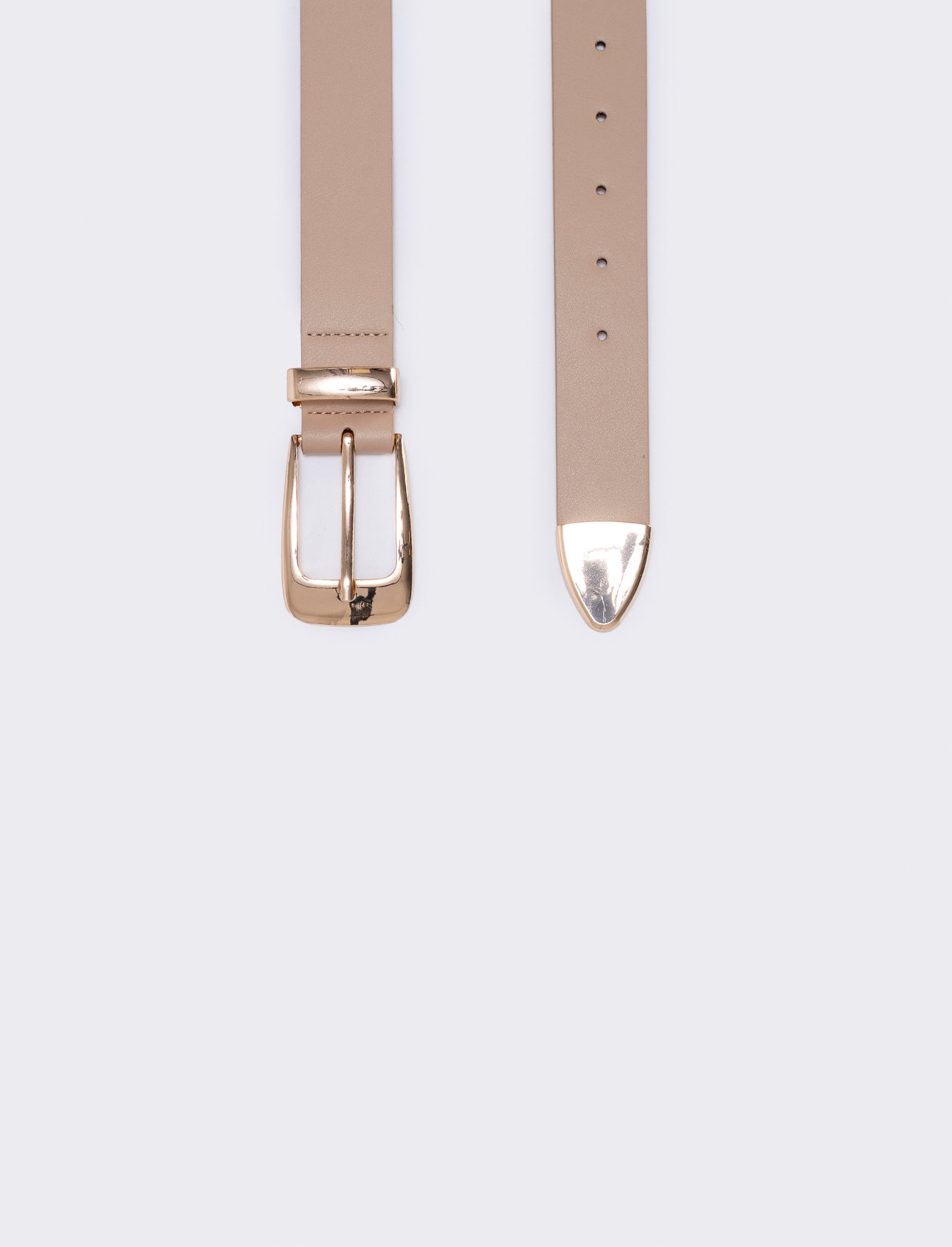Cintura con passante e puntale metallo - Beige
