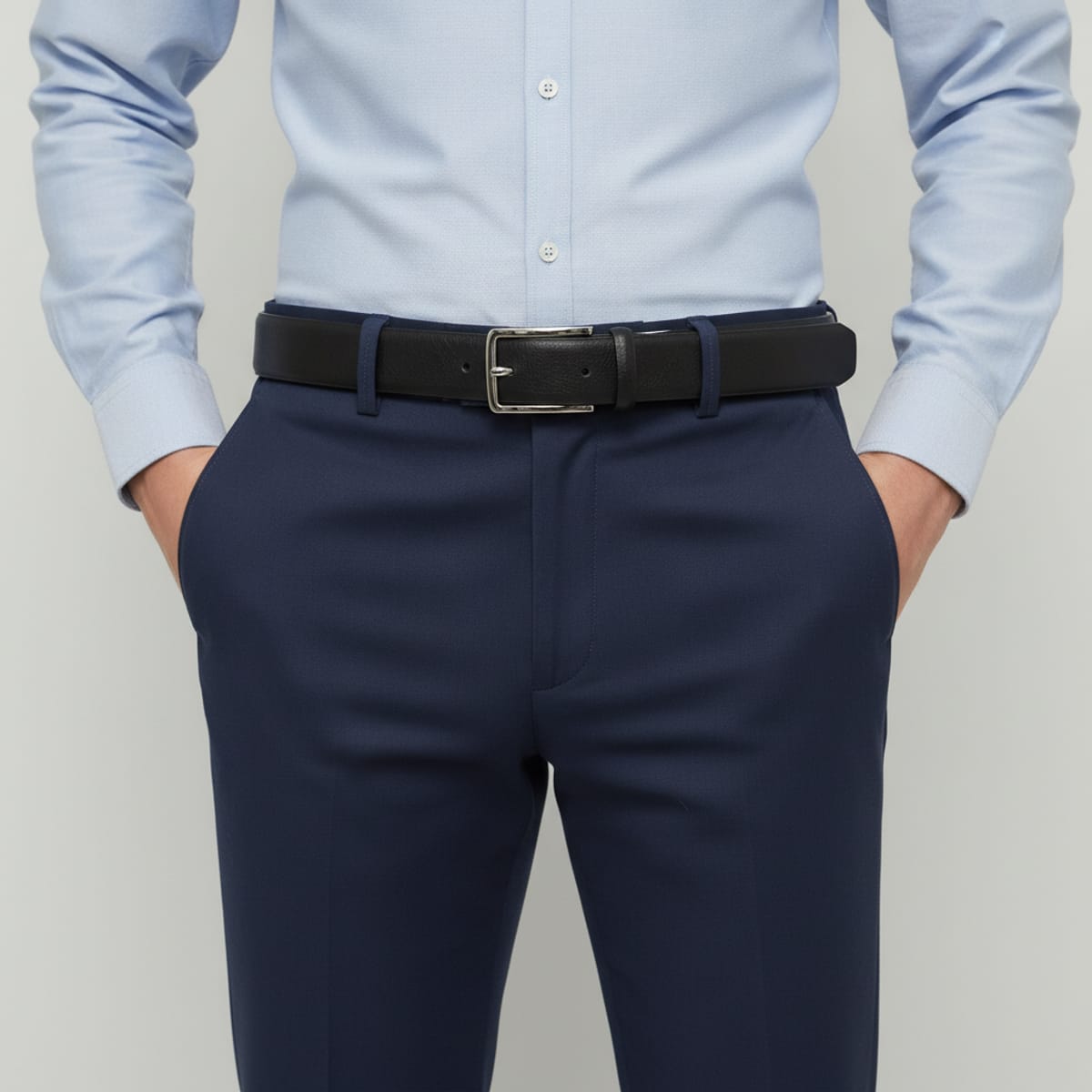 Smooth 3.5 cm belt for men - Black