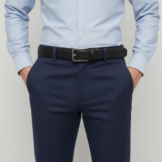 Smooth 3.5 cm belt for men - Black