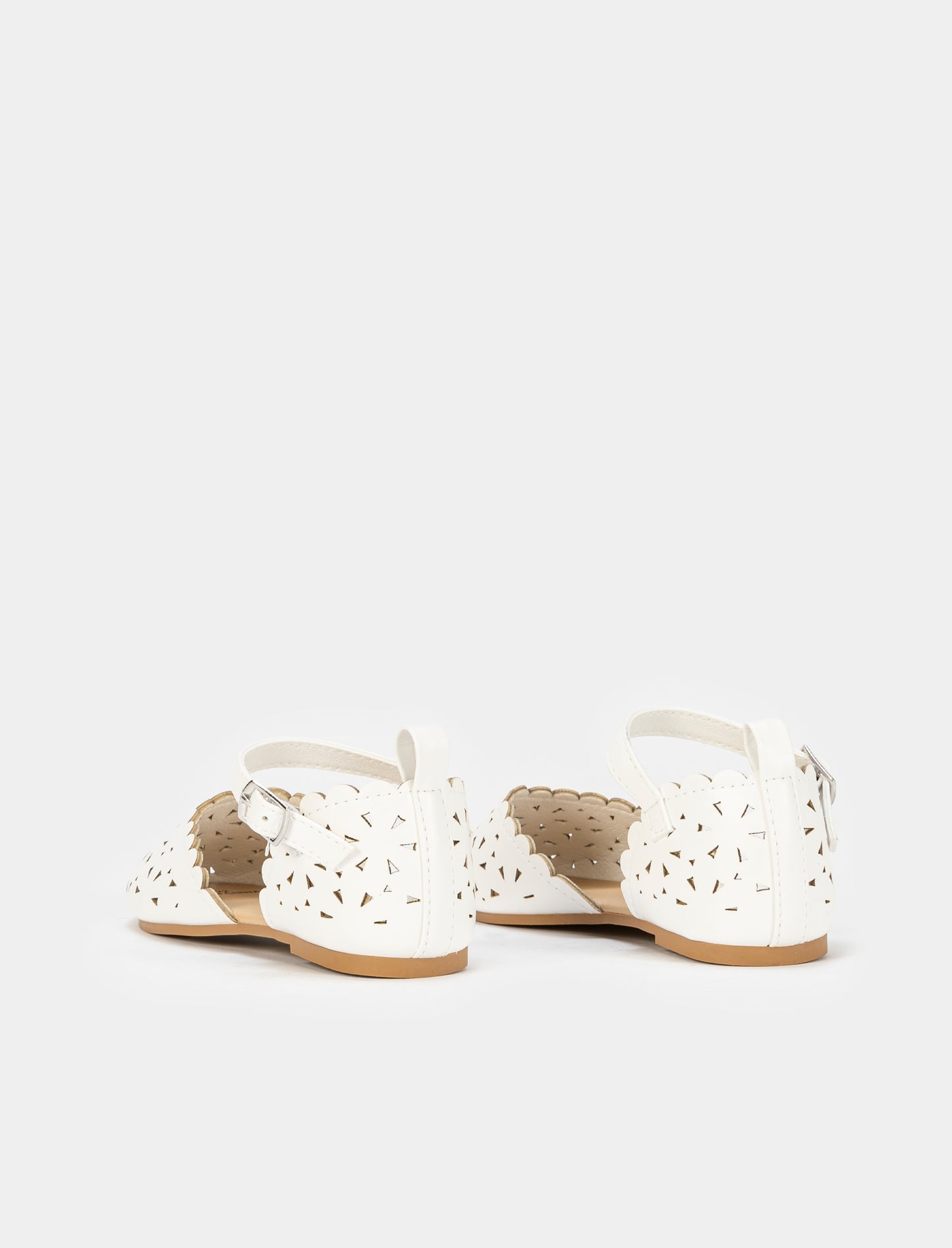 Perforated PU Ballerina - White