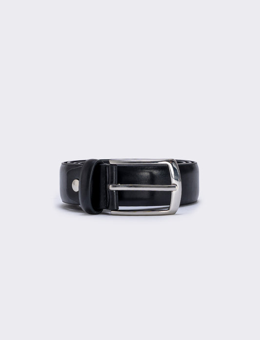 Cintura bombata liscia 3,5 cm uomo - Nero