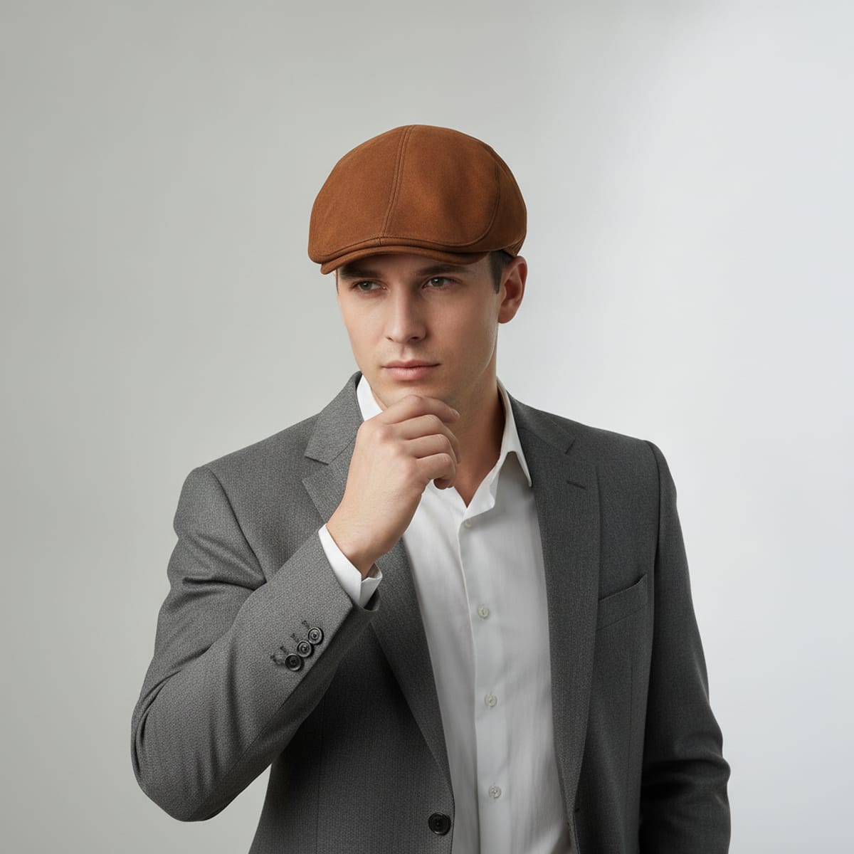 Coppola in suede per uomo elegante - Marrone