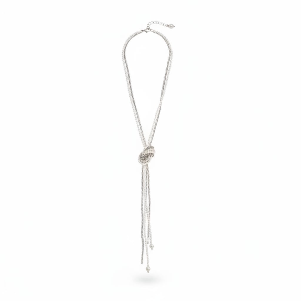 Collana saliscendi con strass e perline - Trasparente