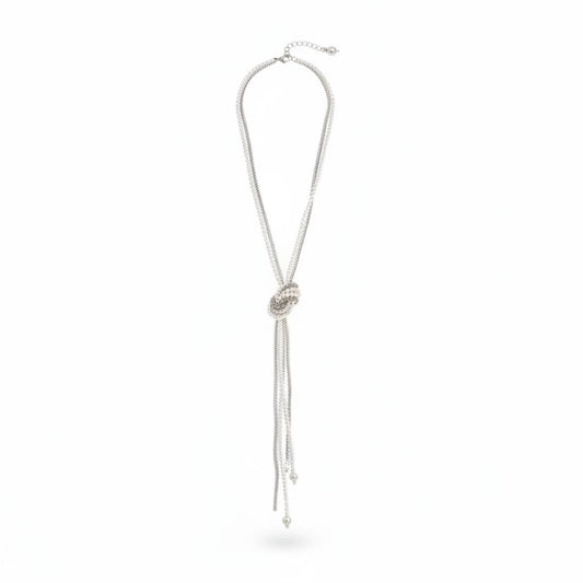 Collana saliscendi con strass e perline - Trasparente