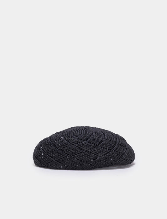 Basque Crochet Knit Cap - Black