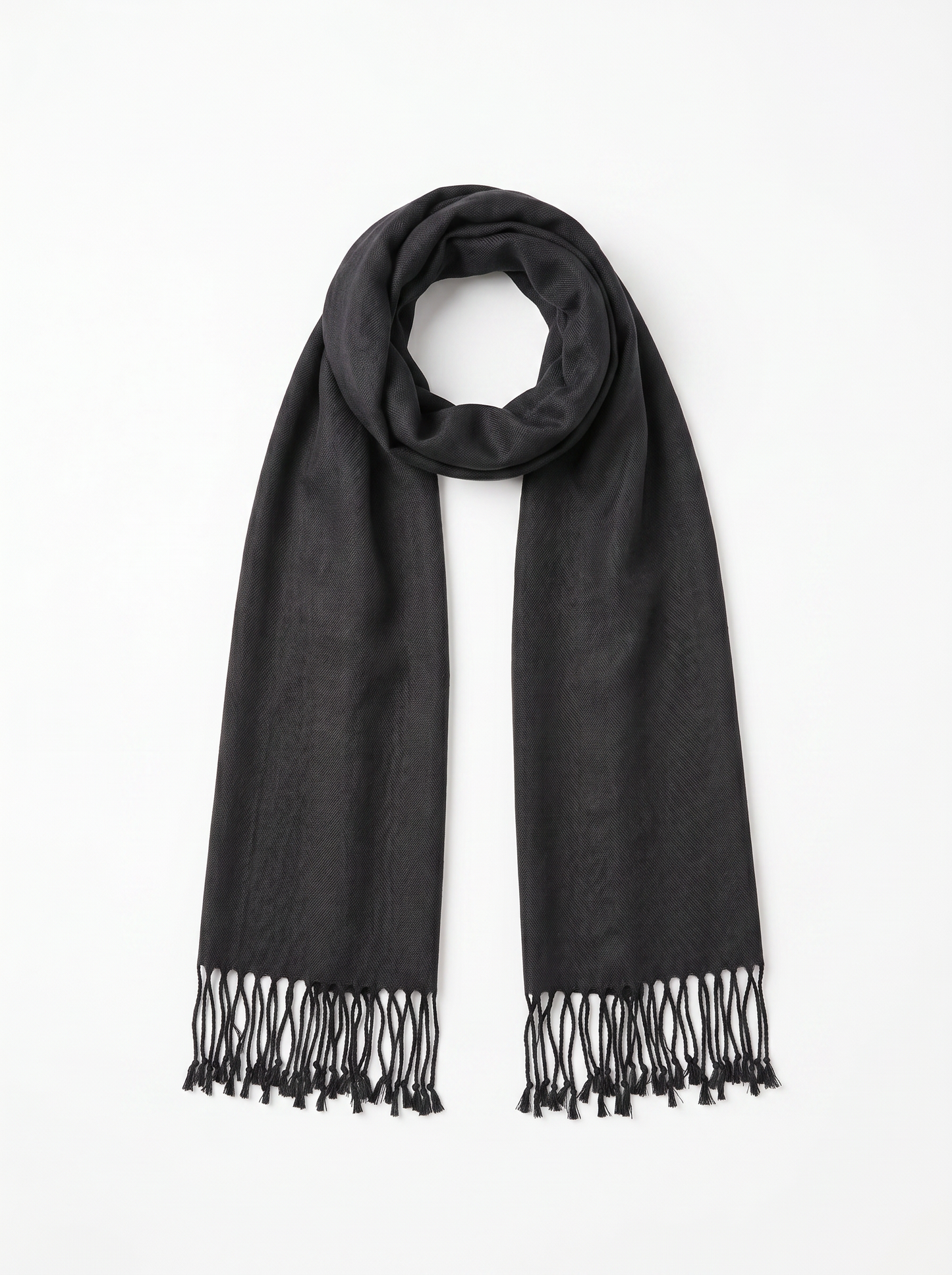 Basic scarf with elegant fringes - Black