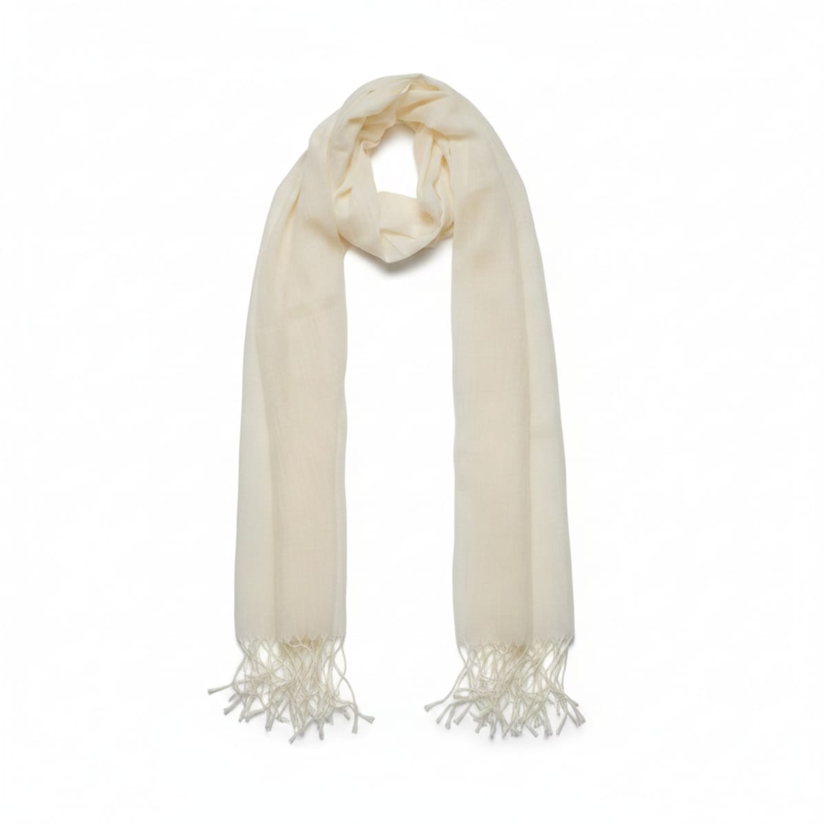 Foulard basic con frange eleganti - Bianco
