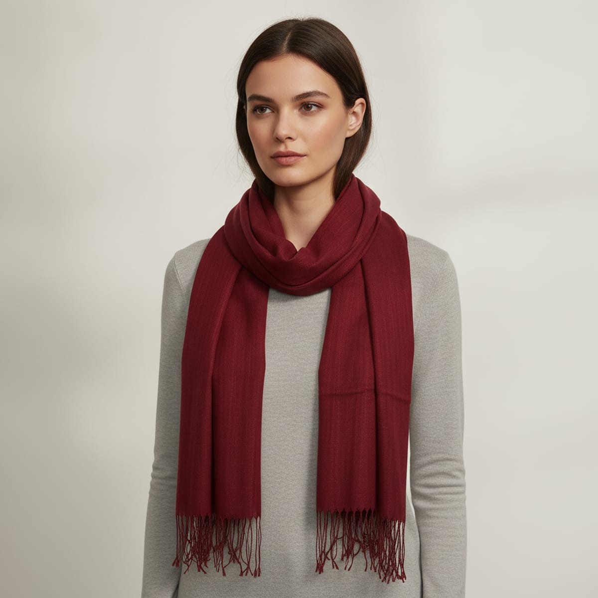 Foulard basic con frange eleganti - Bordeaux