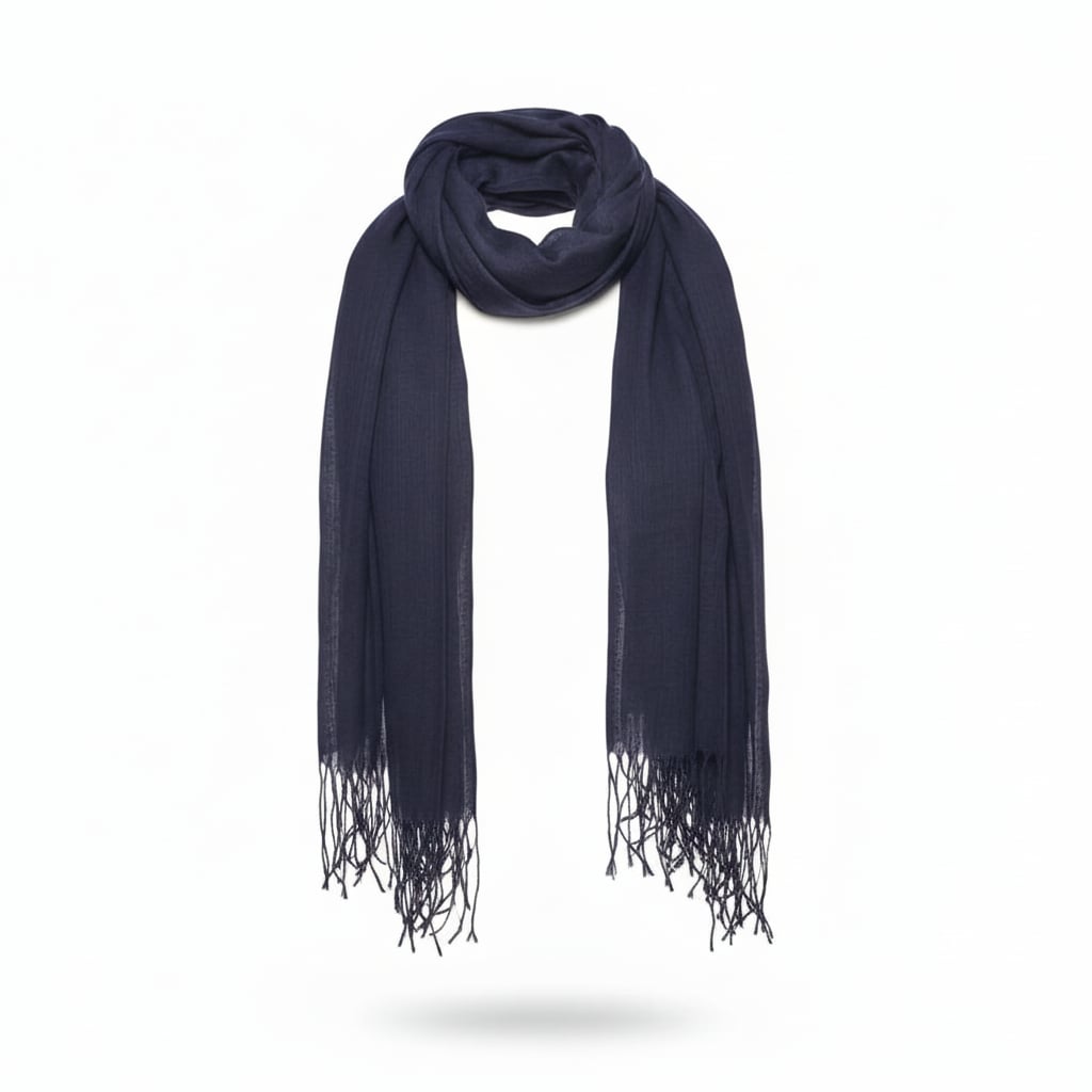 Basic scarf with elegant fringes - Blue