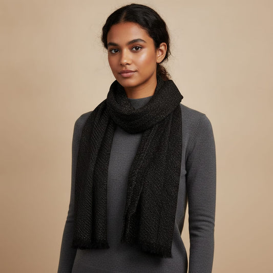 Foulard goffrato in lurex - Nero