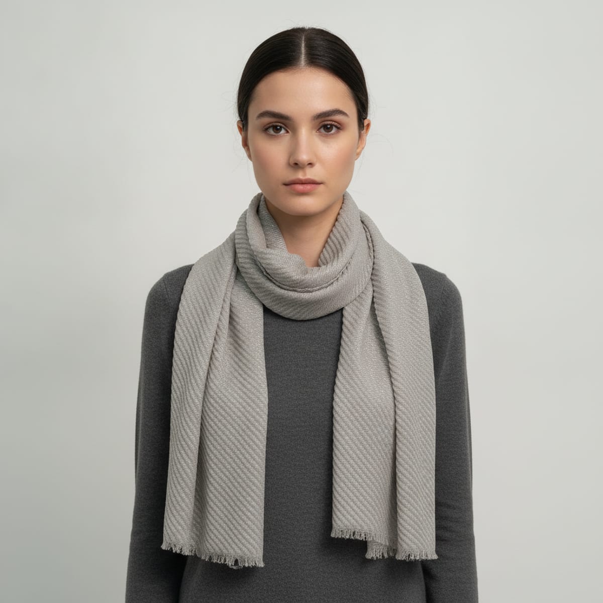 Foulard goffrato in lurex - Grigio